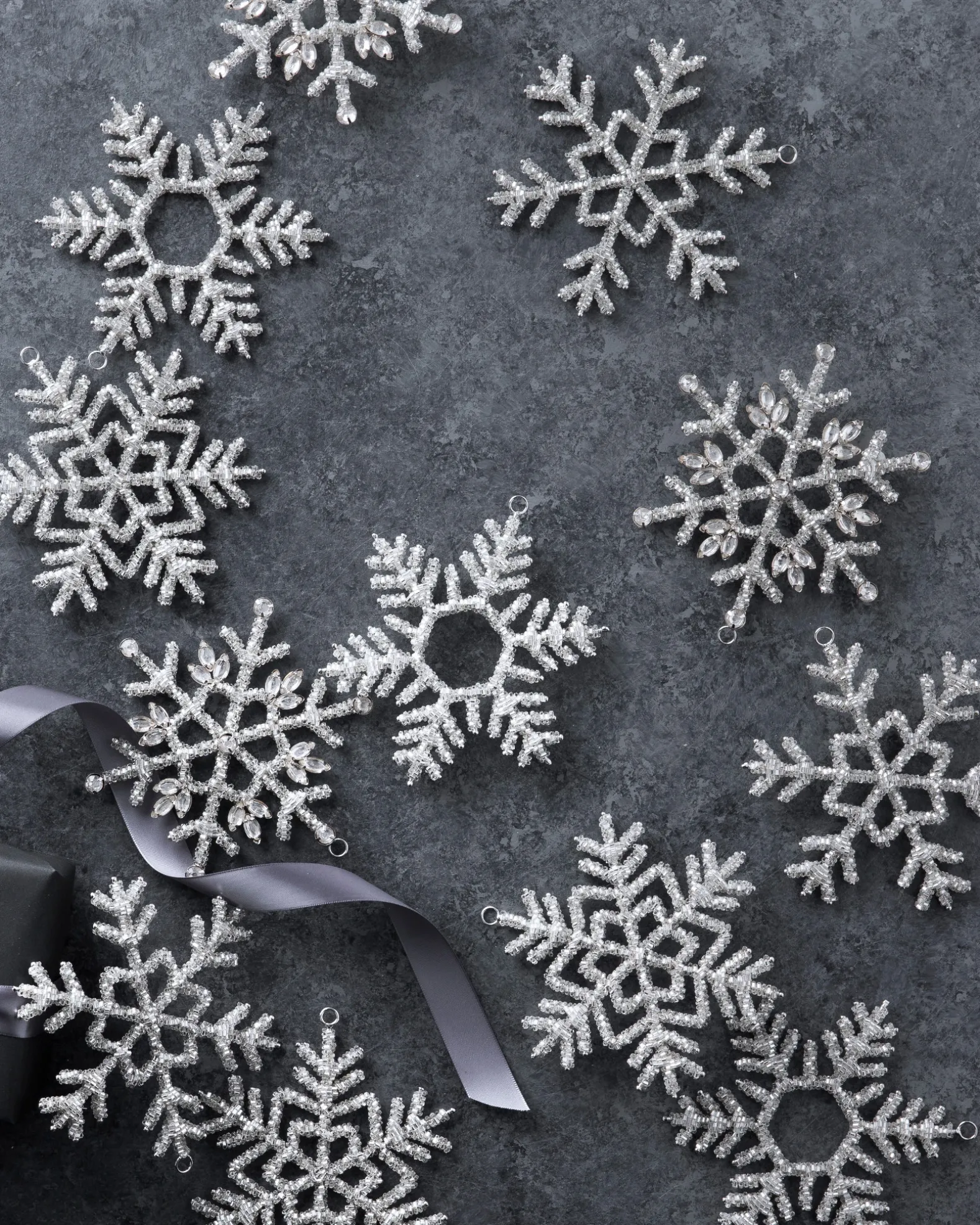 Beaded Snowflake Christmas Ornament Collection
