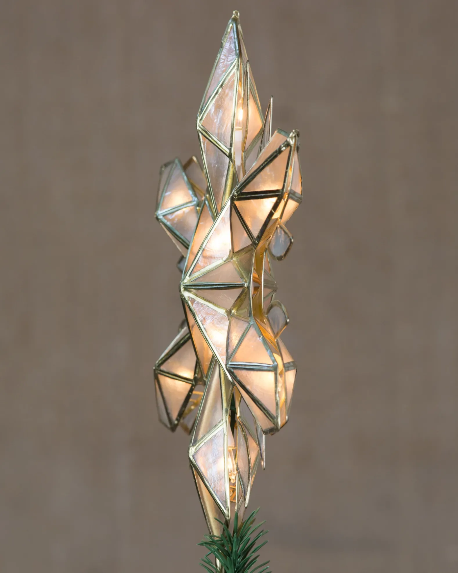 Capiz Snowflake Lighted Tree Toppers