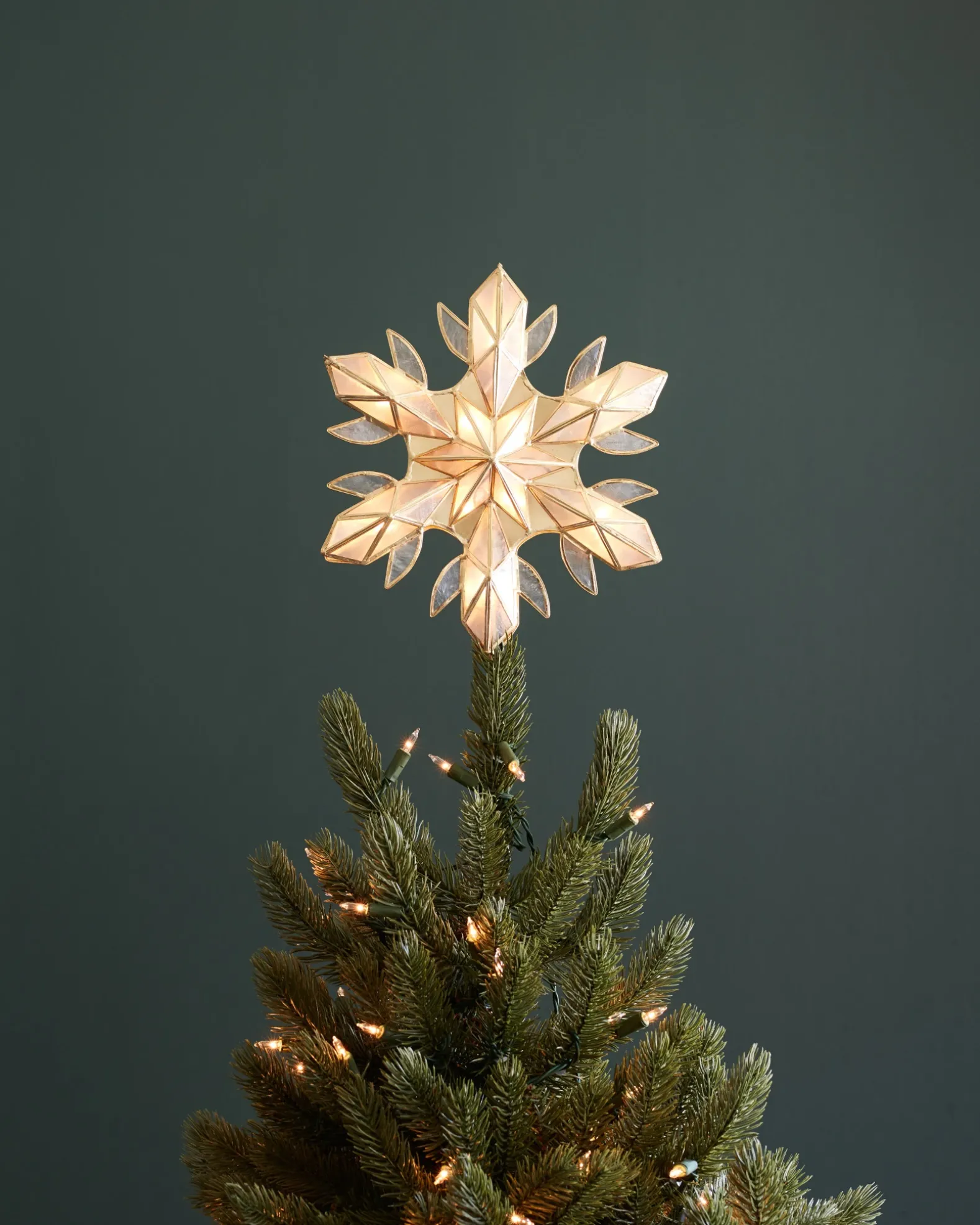 Capiz Snowflake Lighted Tree Toppers