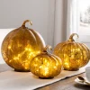 Glowing Glass Pumpkins - Set Of 3