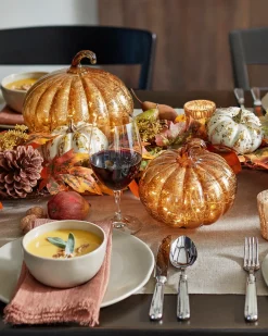 Glowing Glass Pumpkins - Set Of 3