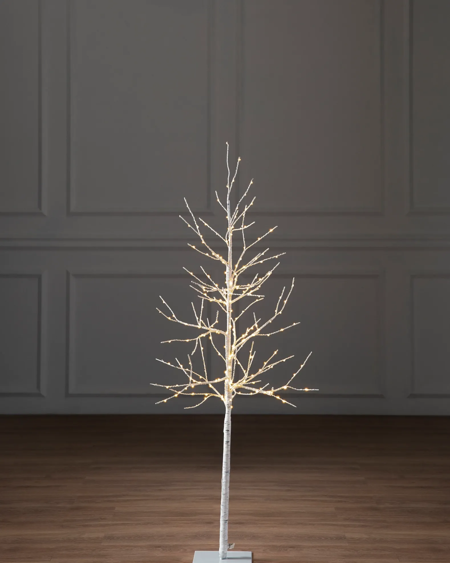 Lit Winter Birch LED Trees