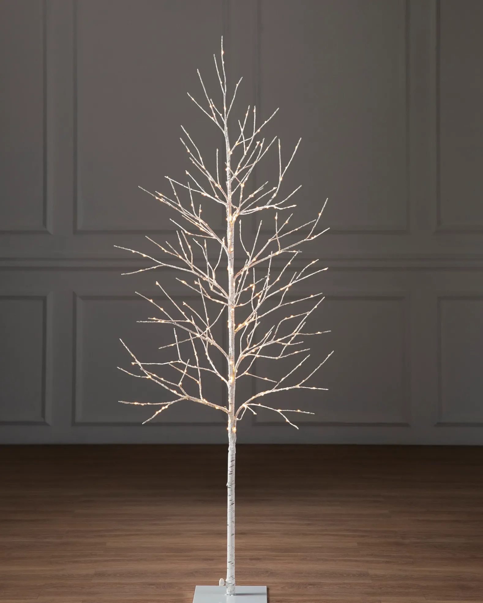 Lit Winter Birch LED Trees