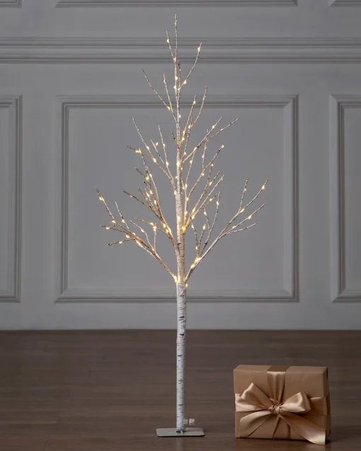 Lit Winter Birch LED Trees